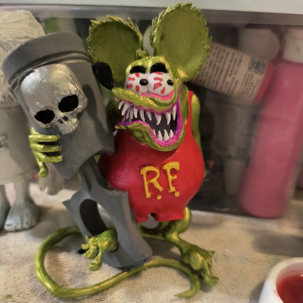 Rat Fink With Piston Skull Ed Roth Inspired Figurine